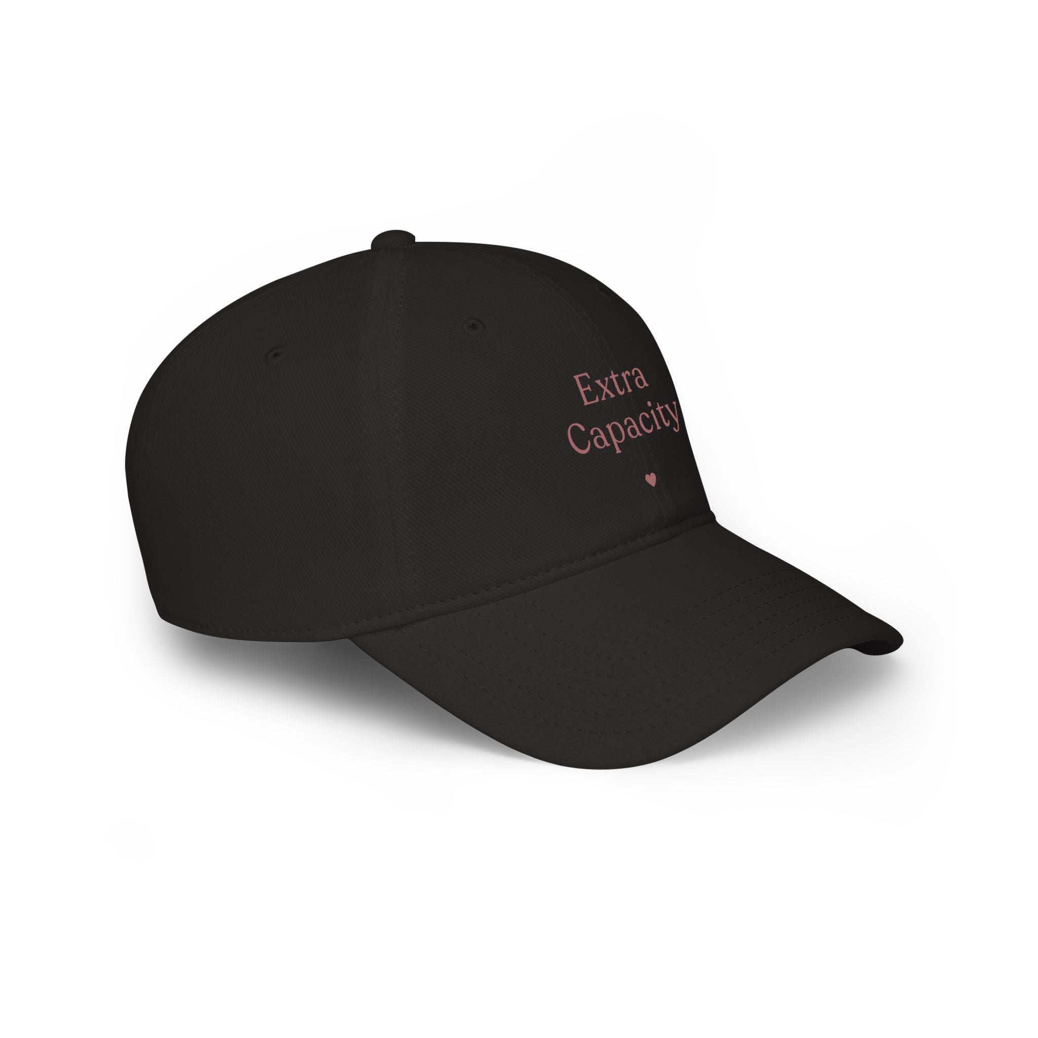 Extra Capacity Cap — Minimalist White Baseball Hat with Small Heart