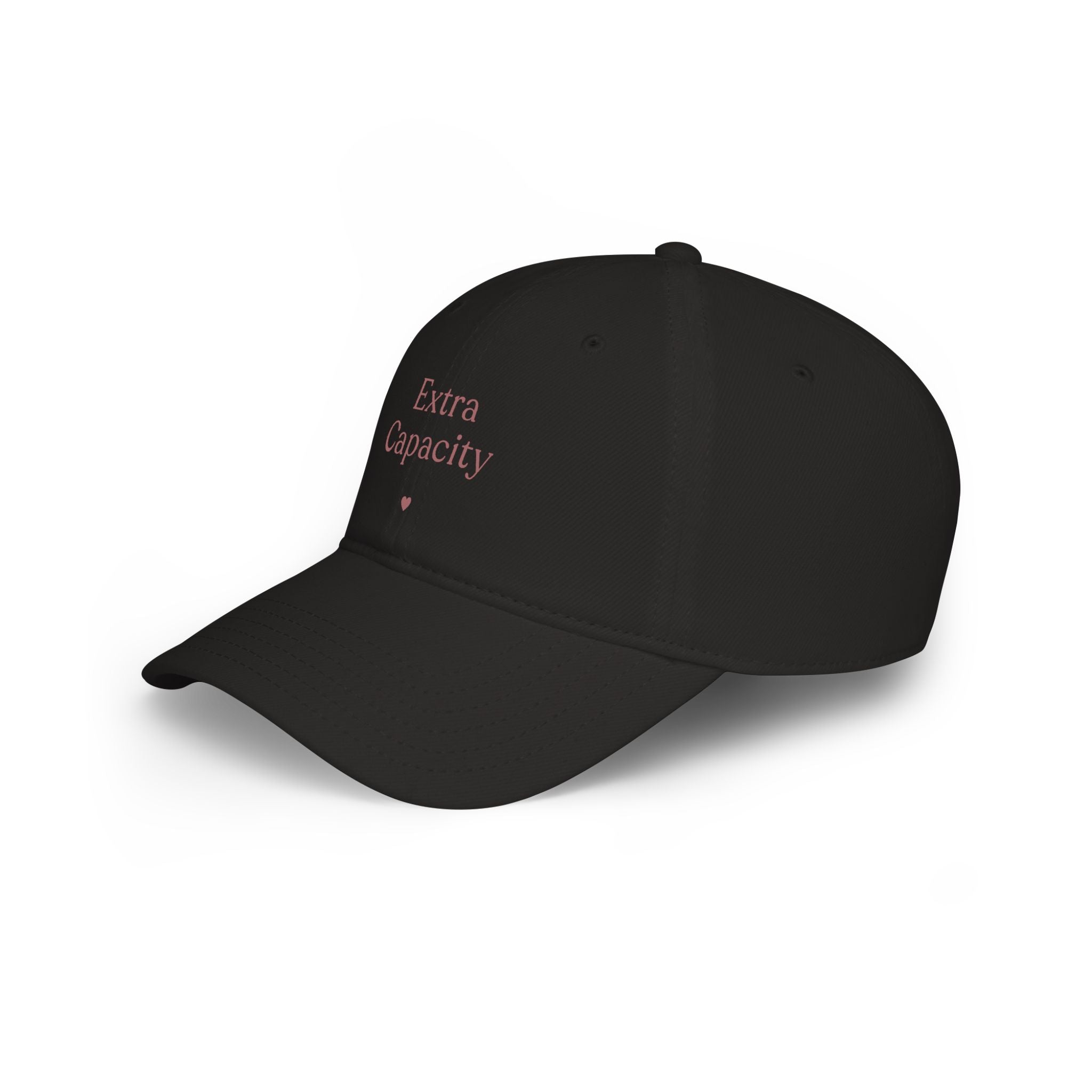 Extra Capacity Cap — Minimalist White Baseball Hat with Small Heart
