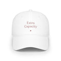 Extra Capacity Cap — Minimalist White Baseball Hat with Small Heart