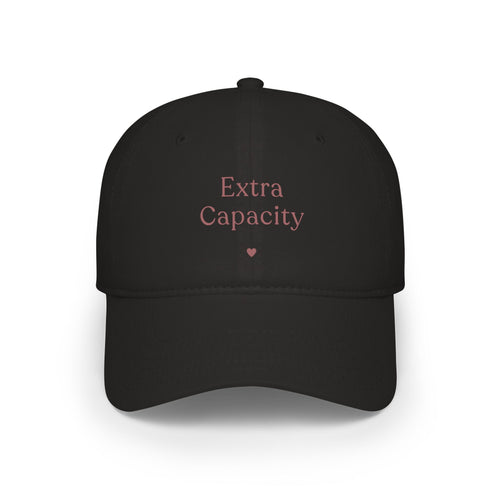 Extra Capacity Cap — Minimalist White Baseball Hat with Small Heart